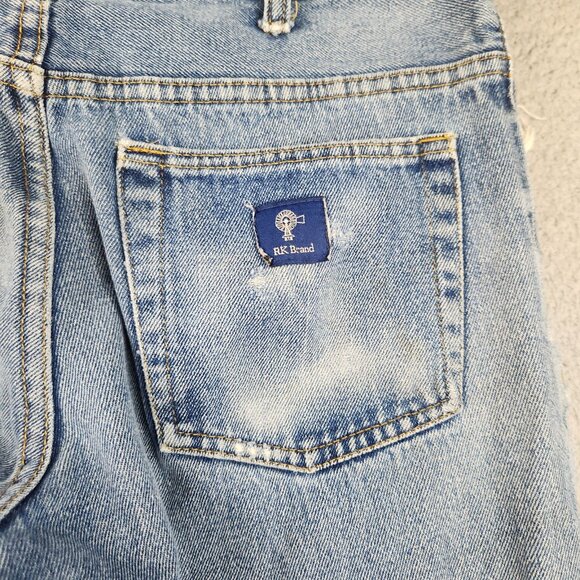 Mens 34x32 Straight Leg Natural Distressed Great Faded Ranch Wear Workwear Jeans - Picture 11 of 11